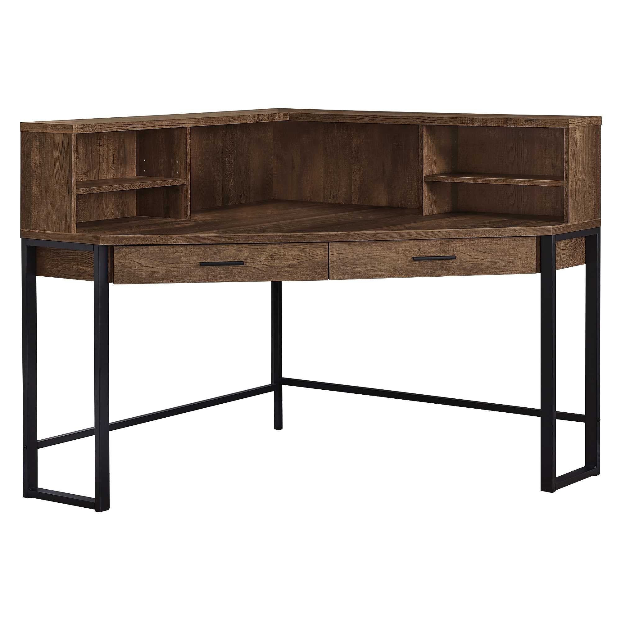 47.5" x 47.5" x 42" Brown Reclaimed Wood Corner  Computer Desk