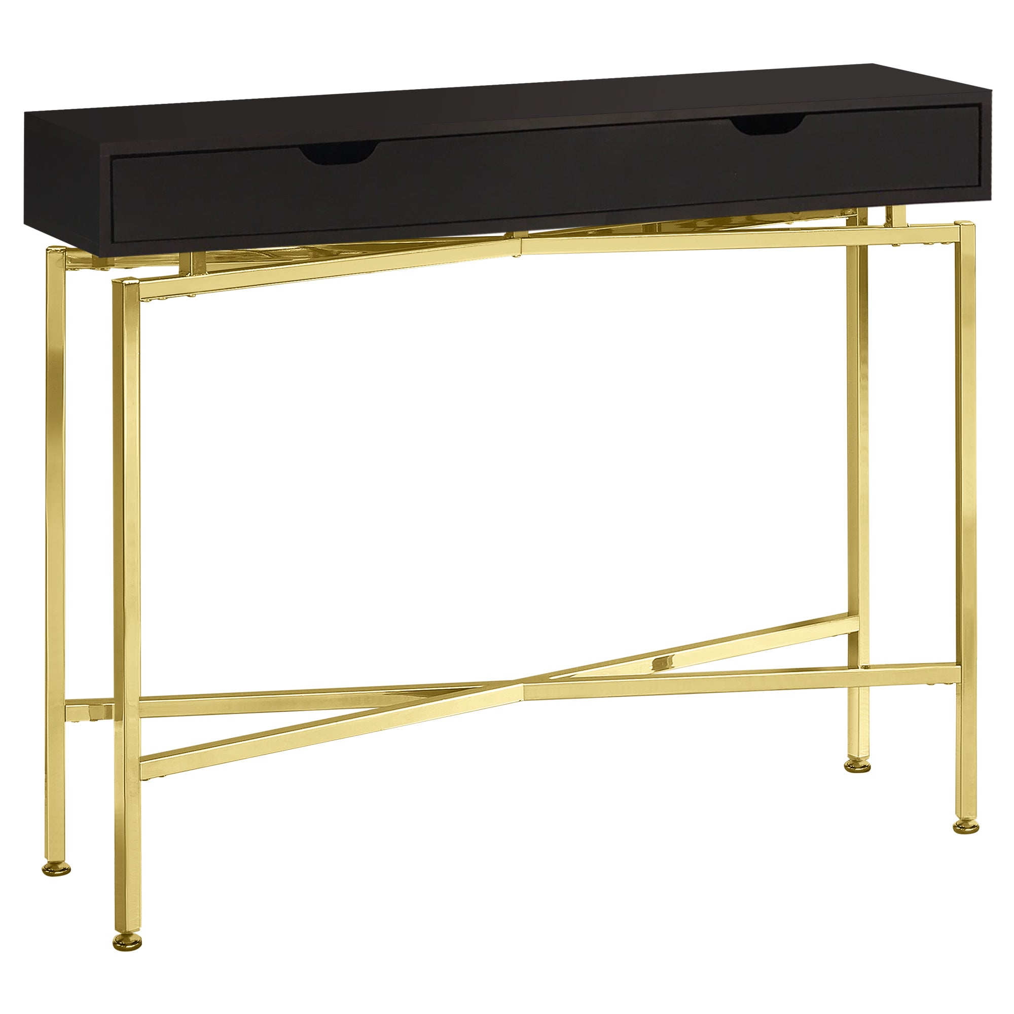 12" x 42.5" x 32.5" CappuccinoGold Hall Console  Accent Table