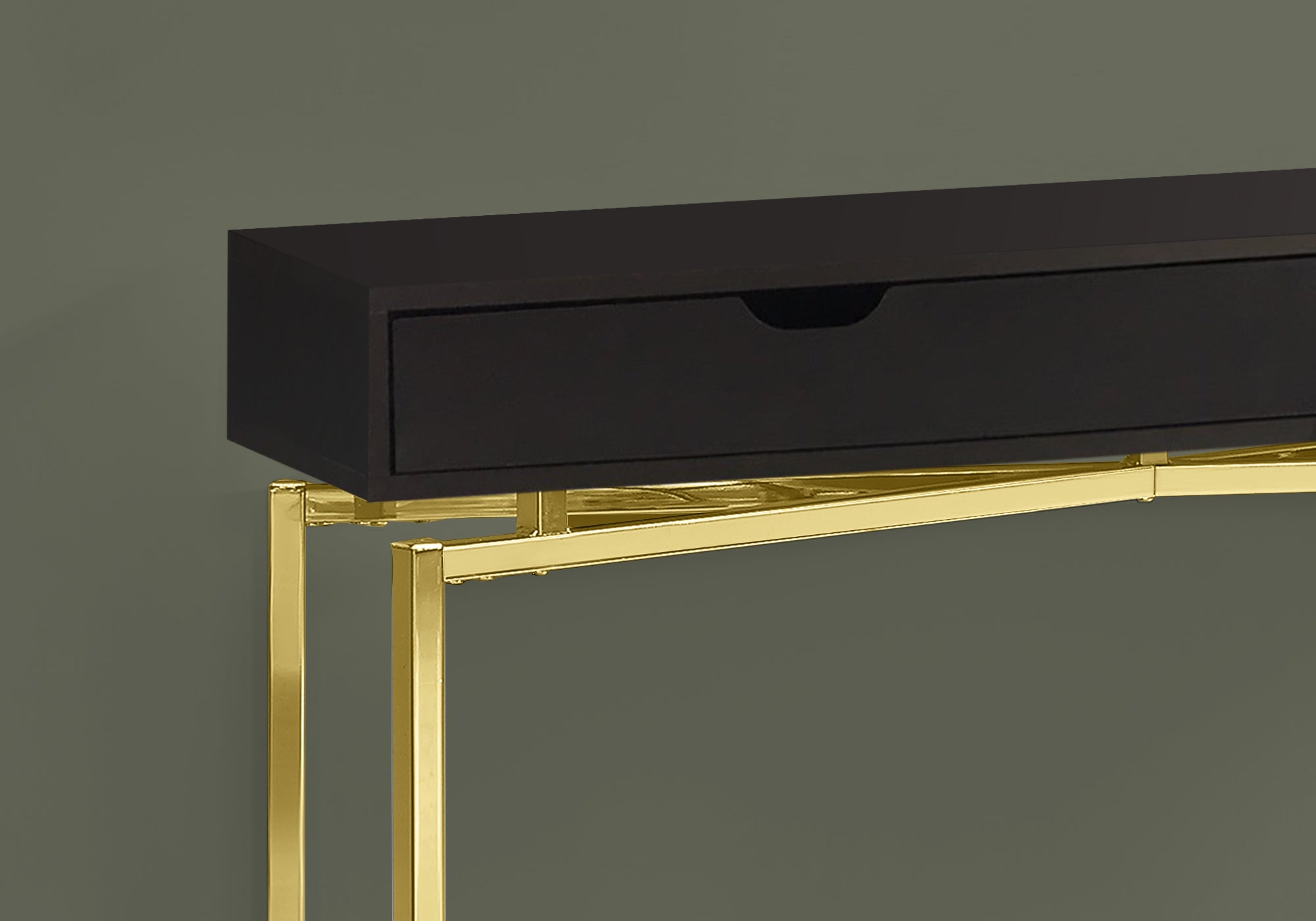 12" x 42.5" x 32.5" CappuccinoGold Hall Console  Accent Table