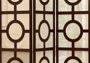 52" x 70.25" Cappuccino Circle Design 3 Panel  Folding Screen