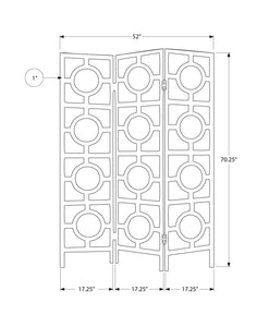 52" x 70.25" Cappuccino Circle Design 3 Panel  Folding Screen