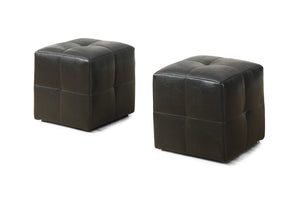 24" x 24" x 24" Dark Brown  Leather Look  Ottoman 2pcs Set