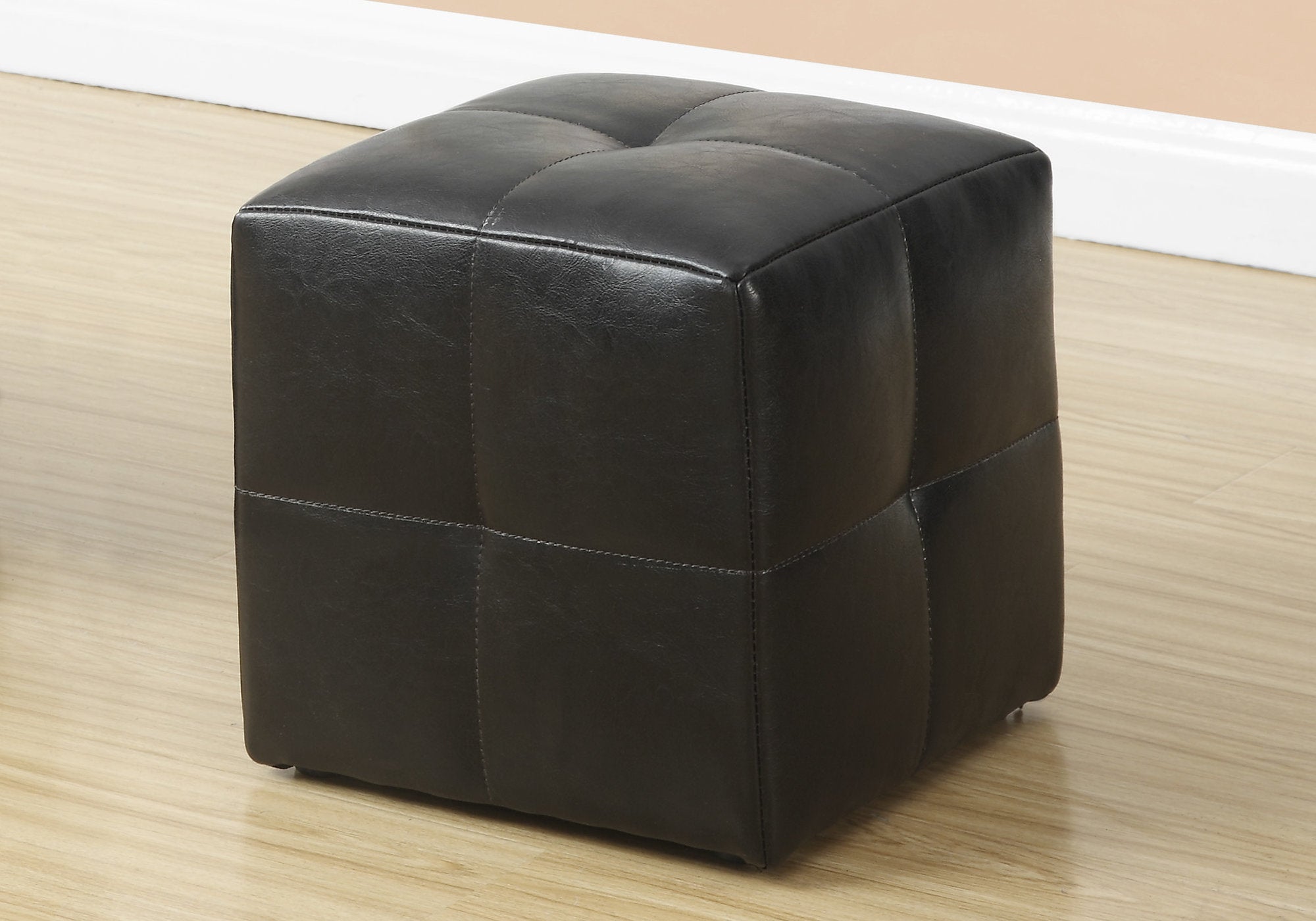 24" x 24" x 24" Dark Brown  Leather Look  Ottoman 2pcs Set