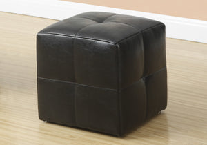 24" x 24" x 24" Dark Brown  Leather Look  Ottoman 2pcs Set