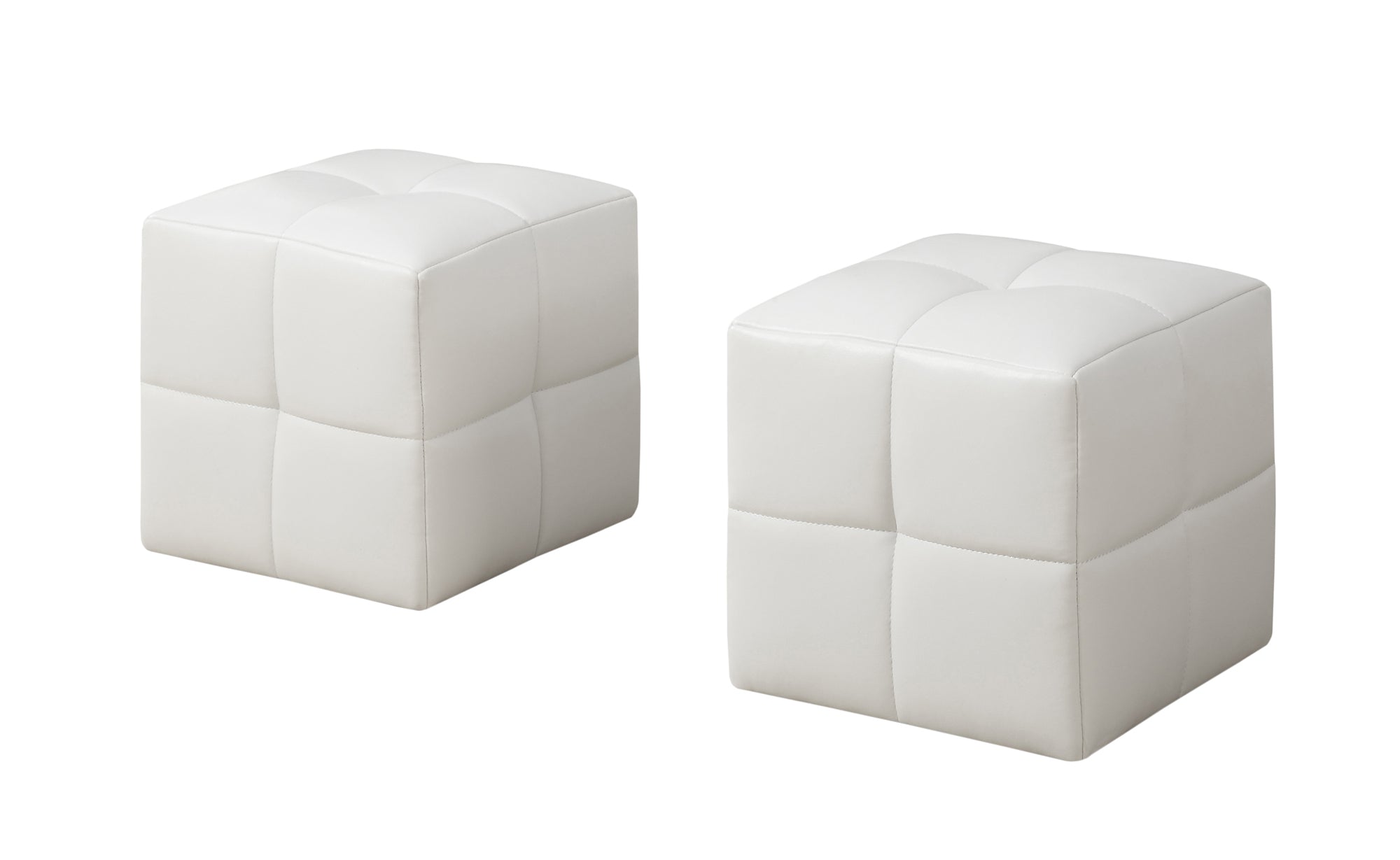 24" x 24" x 24" White  Leather Look  Ottoman 2pcs Set