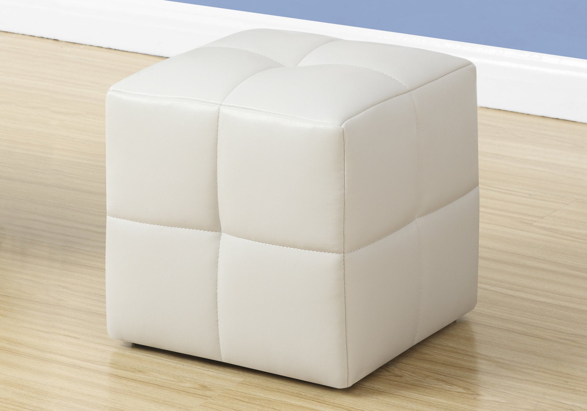 24" x 24" x 24" White  Leather Look  Ottoman 2pcs Set