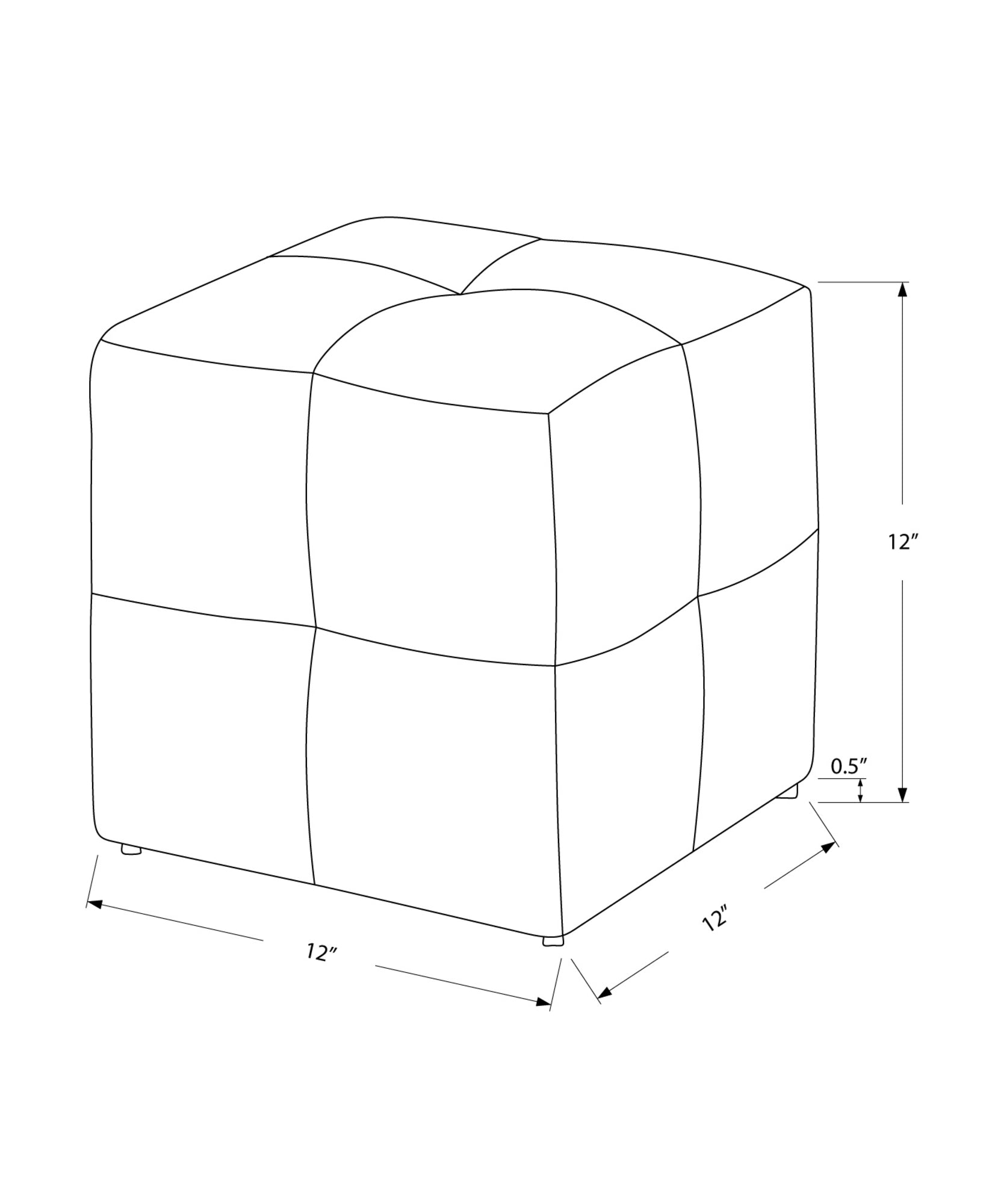 24" x 24" x 24" White  Leather Look  Ottoman 2pcs Set