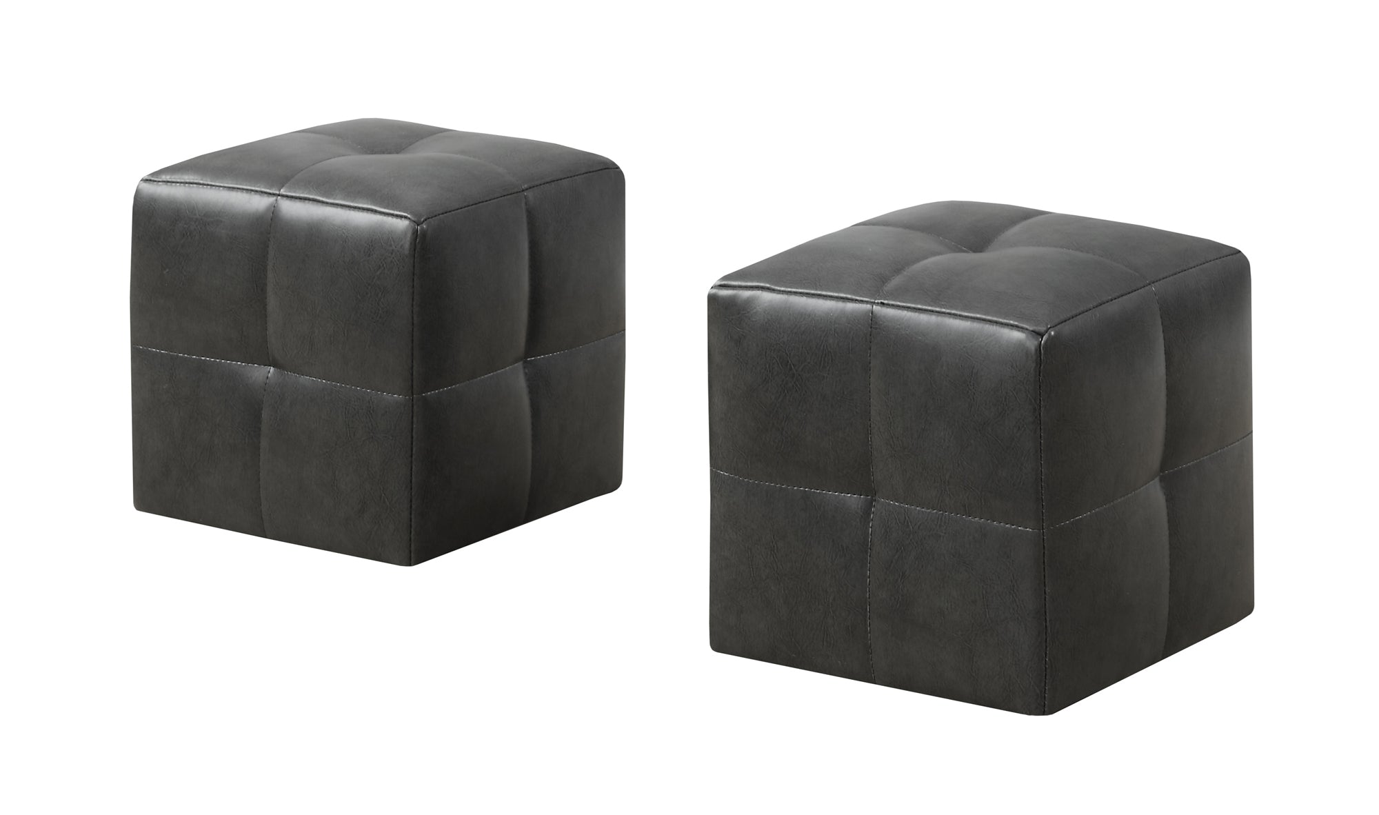 24" x 24" x 24" Charcoal Leather Look  Ottoman 2pcs Set