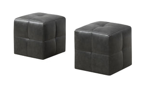 24" x 24" x 24" Charcoal Leather Look  Ottoman 2pcs Set