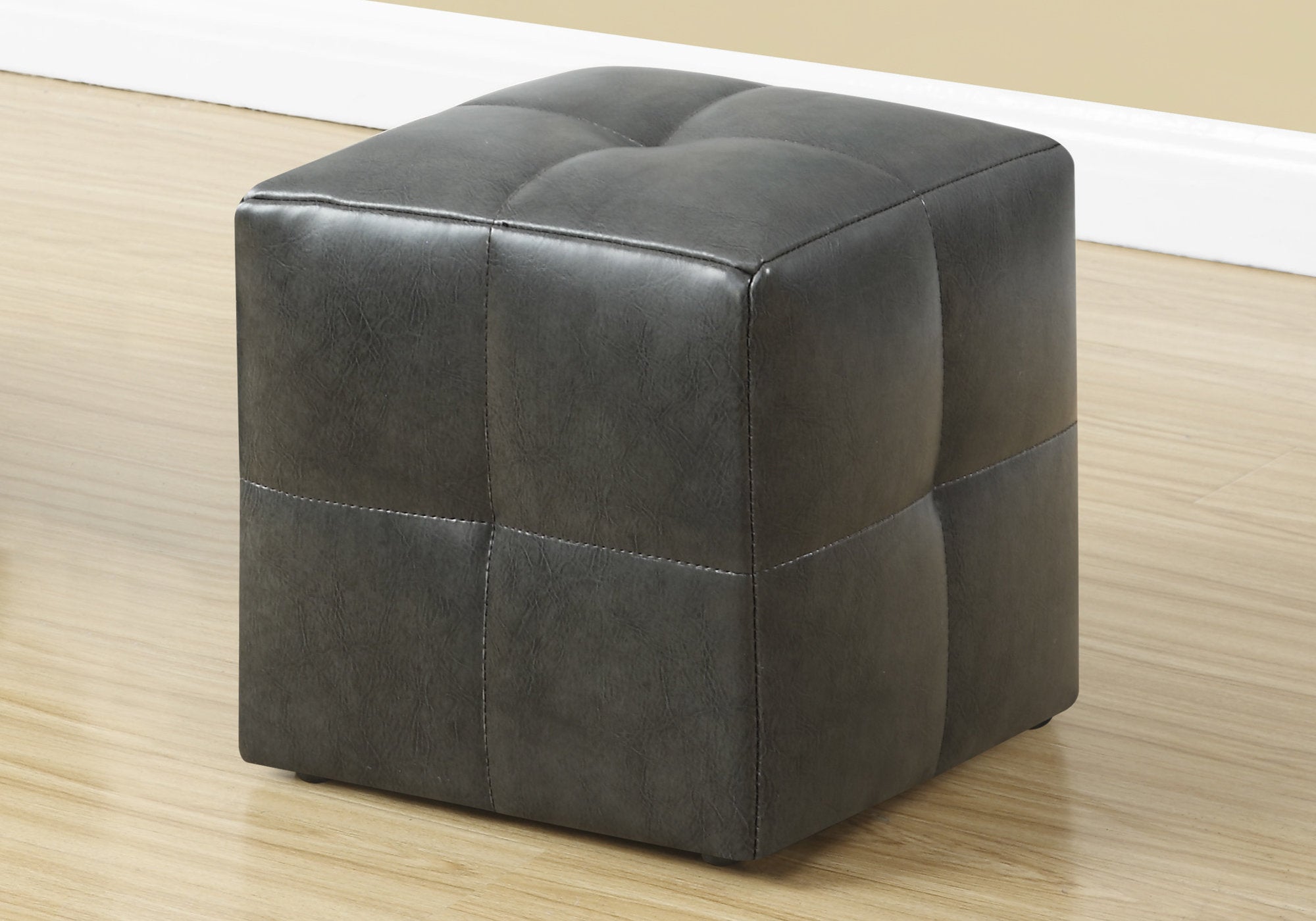 24" x 24" x 24" Charcoal Leather Look  Ottoman 2pcs Set