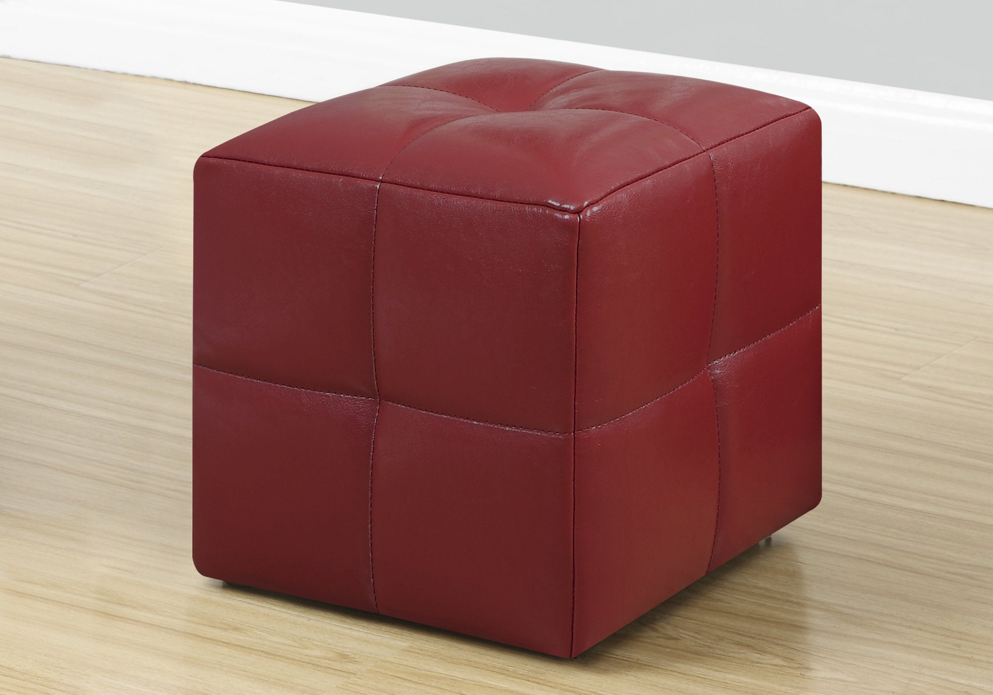 24" x 24" x 24" Red  Leather Look  Ottoman 2pcs Set