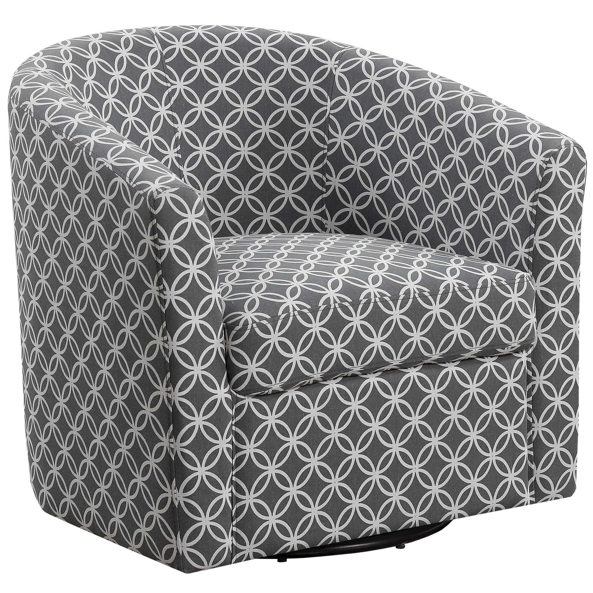 28" x 30.25" x 29.5" Grey Circular Fabric Swivel  Accent Chair