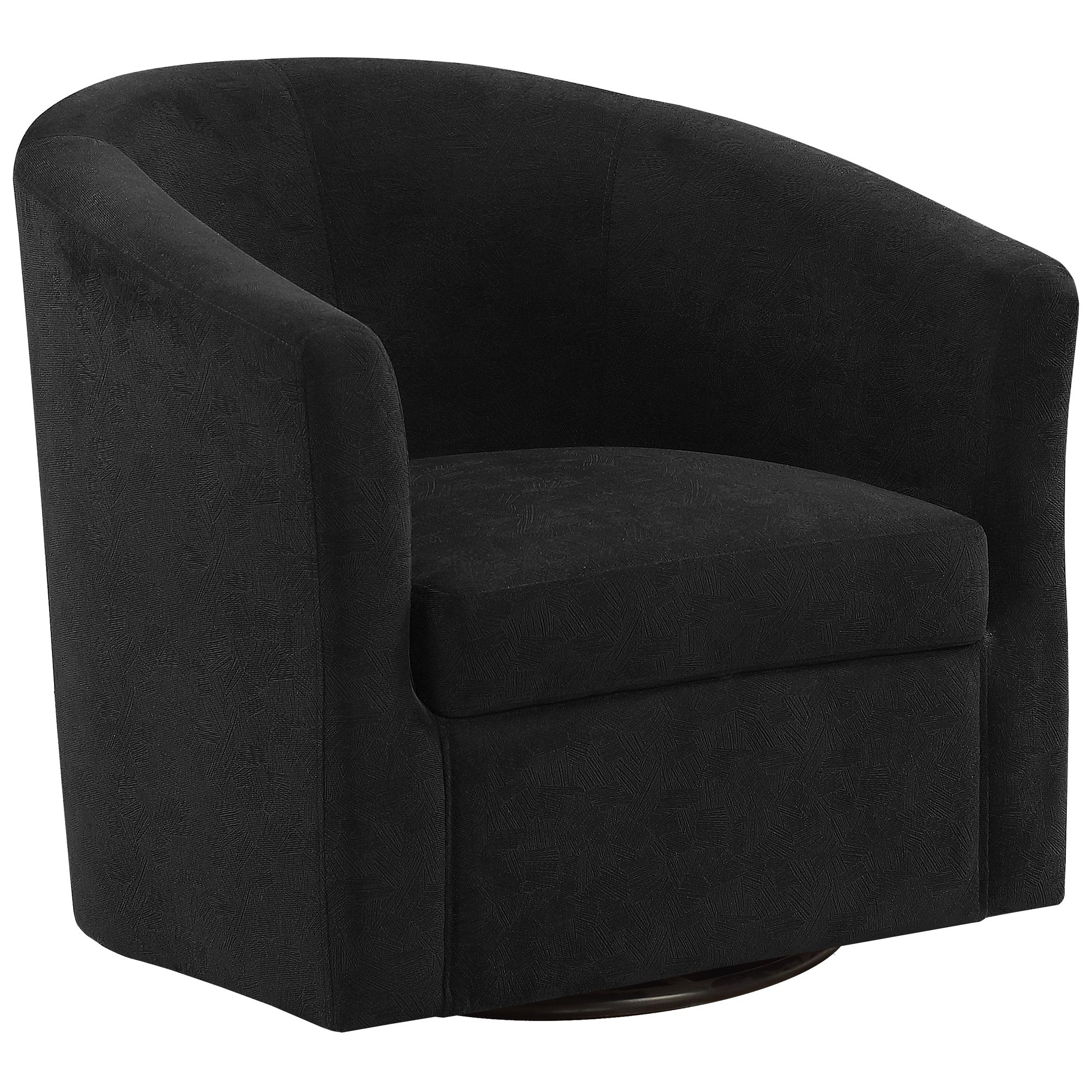 28" x 30.25" x 29.5" Black Swivel Abstract Velvet  Accent Chair