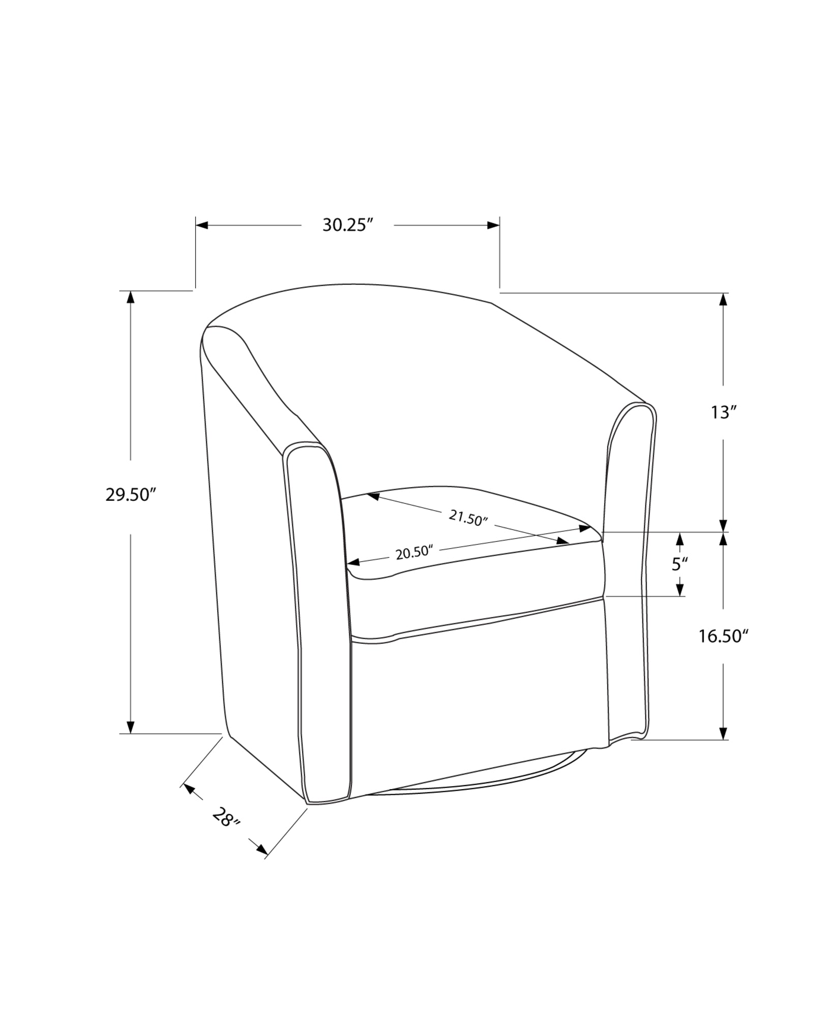 28" x 30.25" x 29.5" Black Swivel Abstract Velvet  Accent Chair