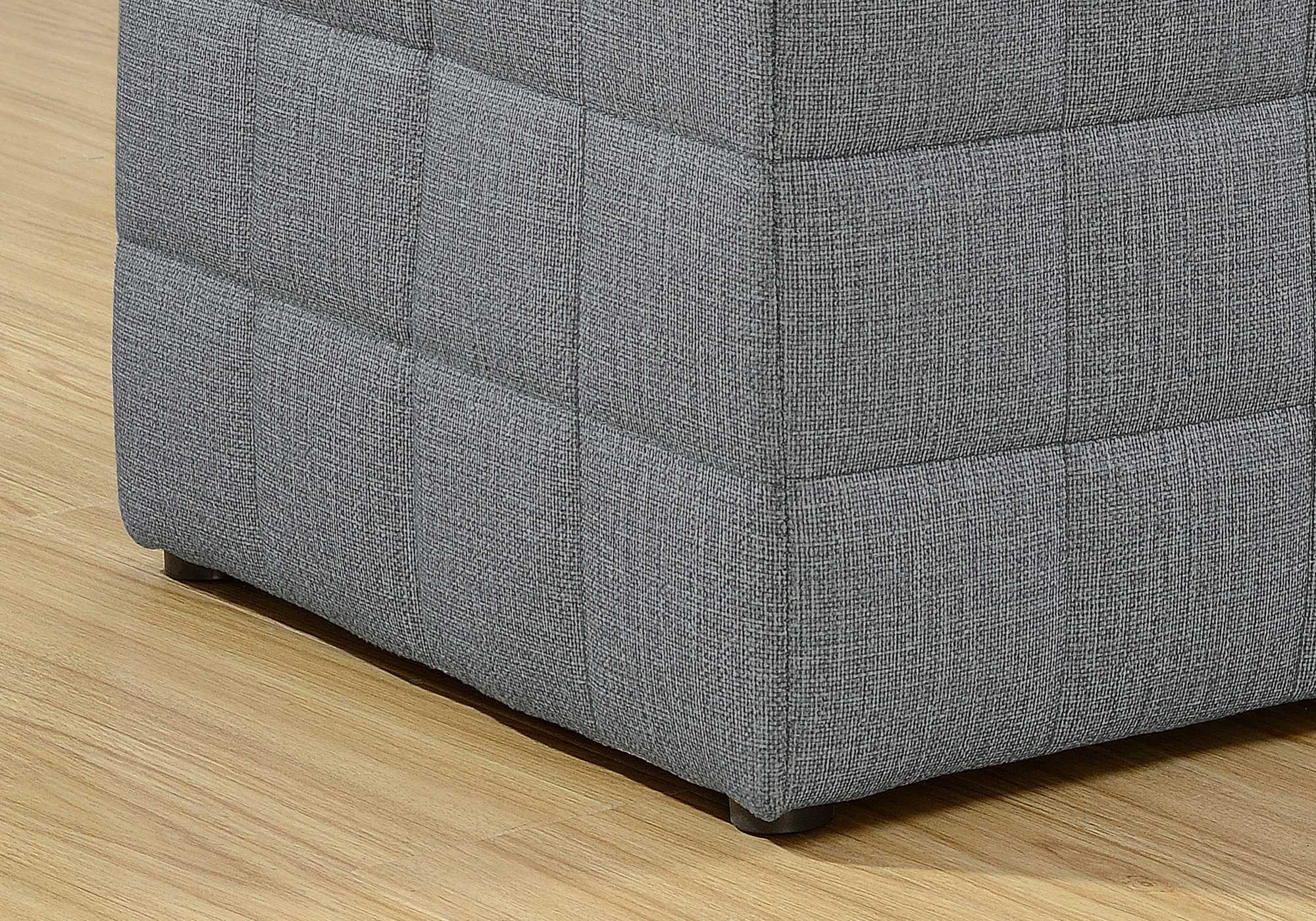 16.75" x 16.75" x 17" Light Grey Linen Look Fabric  Ottoman