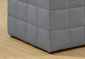 16.75" x 16.75" x 17" Light Grey Linen Look Fabric  Ottoman