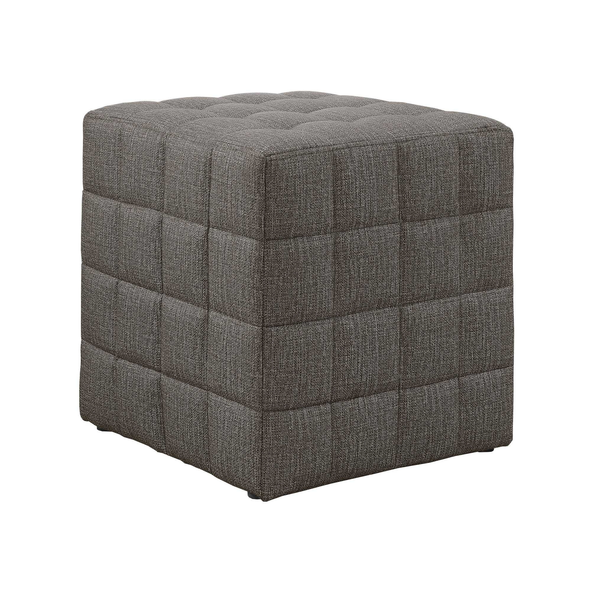 16.75" x 16.75" x 17" Light Brown Linen Look Fabric  Ottoman