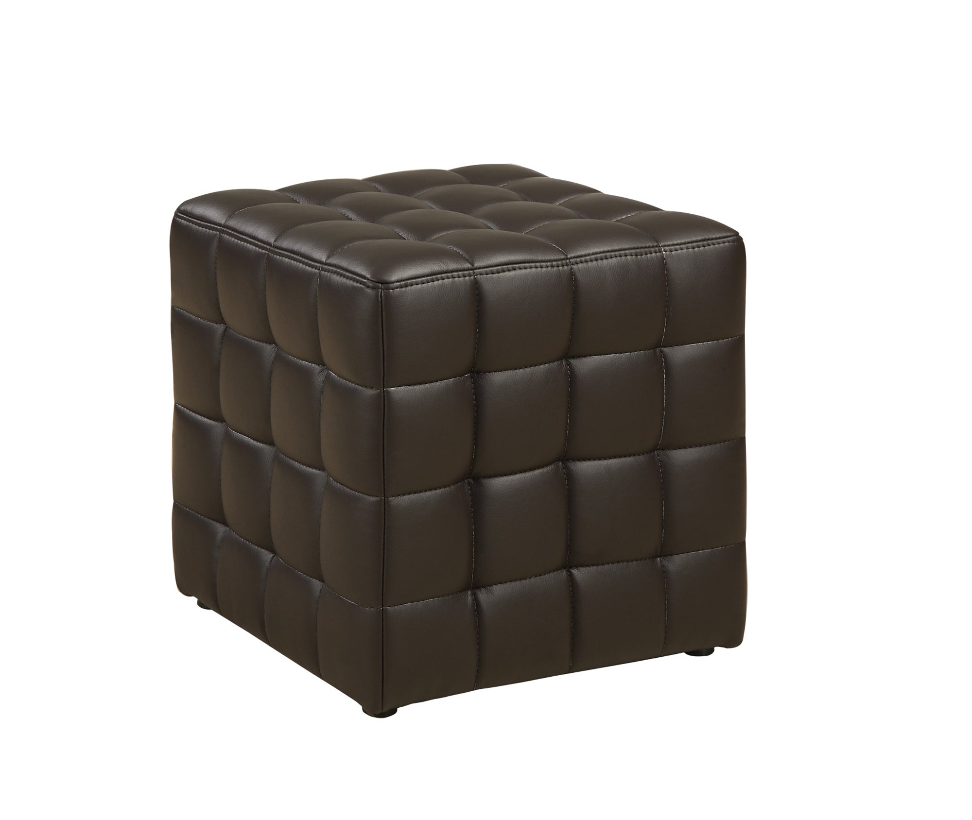 16.75" x 16.75" x 17" Dark Brown Leather Look Fabric  Ottoman