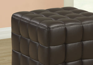16.75" x 16.75" x 17" Dark Brown Leather Look Fabric  Ottoman