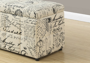 17" x 38" x 17.75" Vintage French Fabric - Ottoman Storage