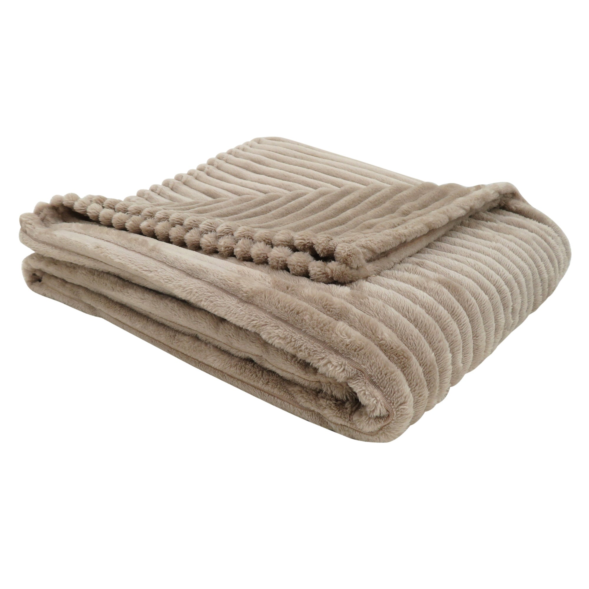 50" x 60" Beige Ultra Soft Ribbed Style  Throw