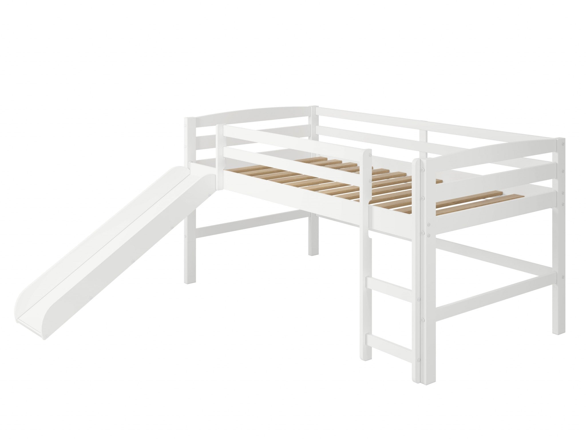 78" X 92" X 44" White Solid Pine MDF Veneers Complete Mini Loft with Side and Casegoods