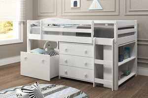 78" X 42" X 44" White Solid Pine MDF Veneers Mini Loft with Casegoods