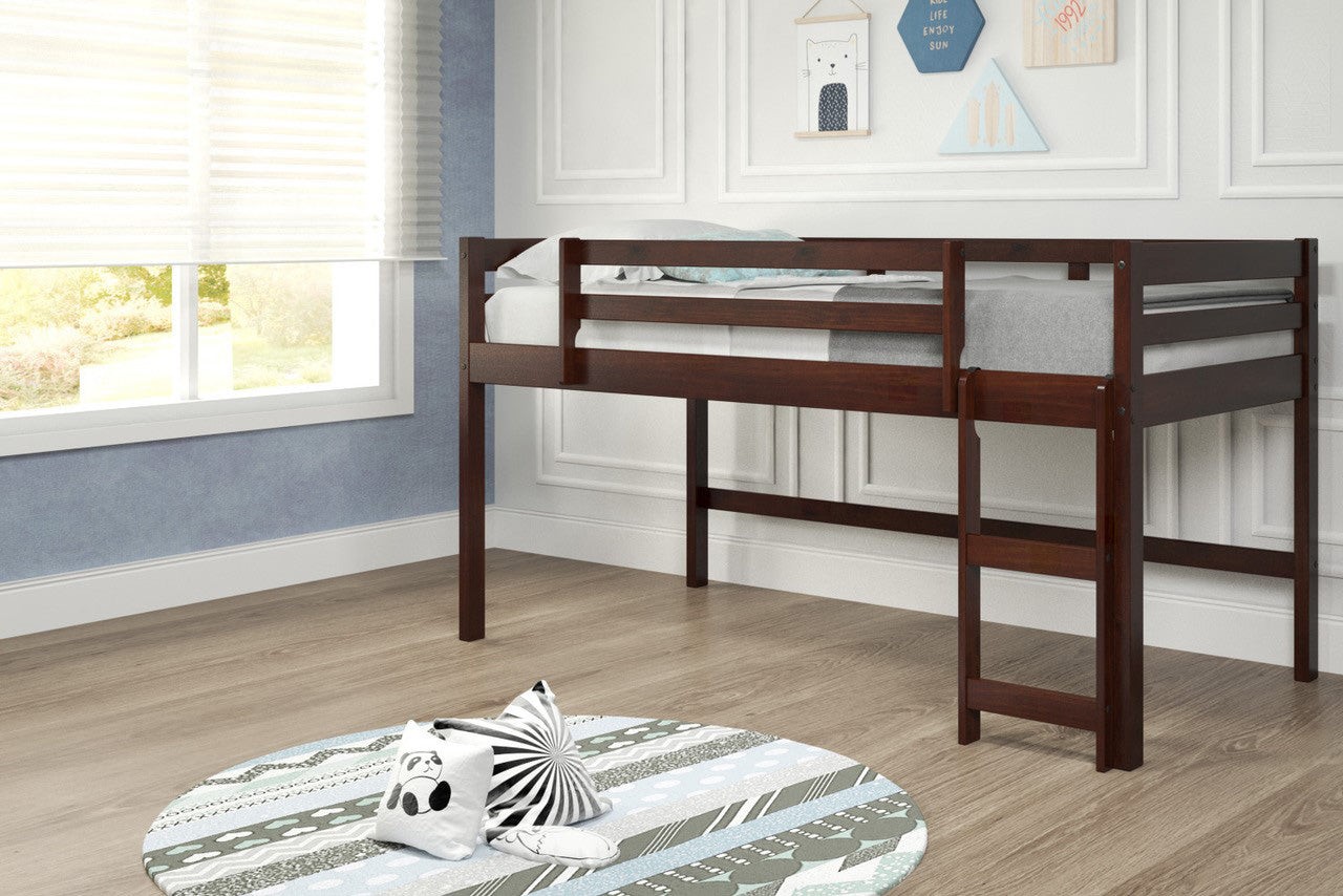 43" X 81" X 46" Chocolate Solid Pine MDF Veneers Mini Loft