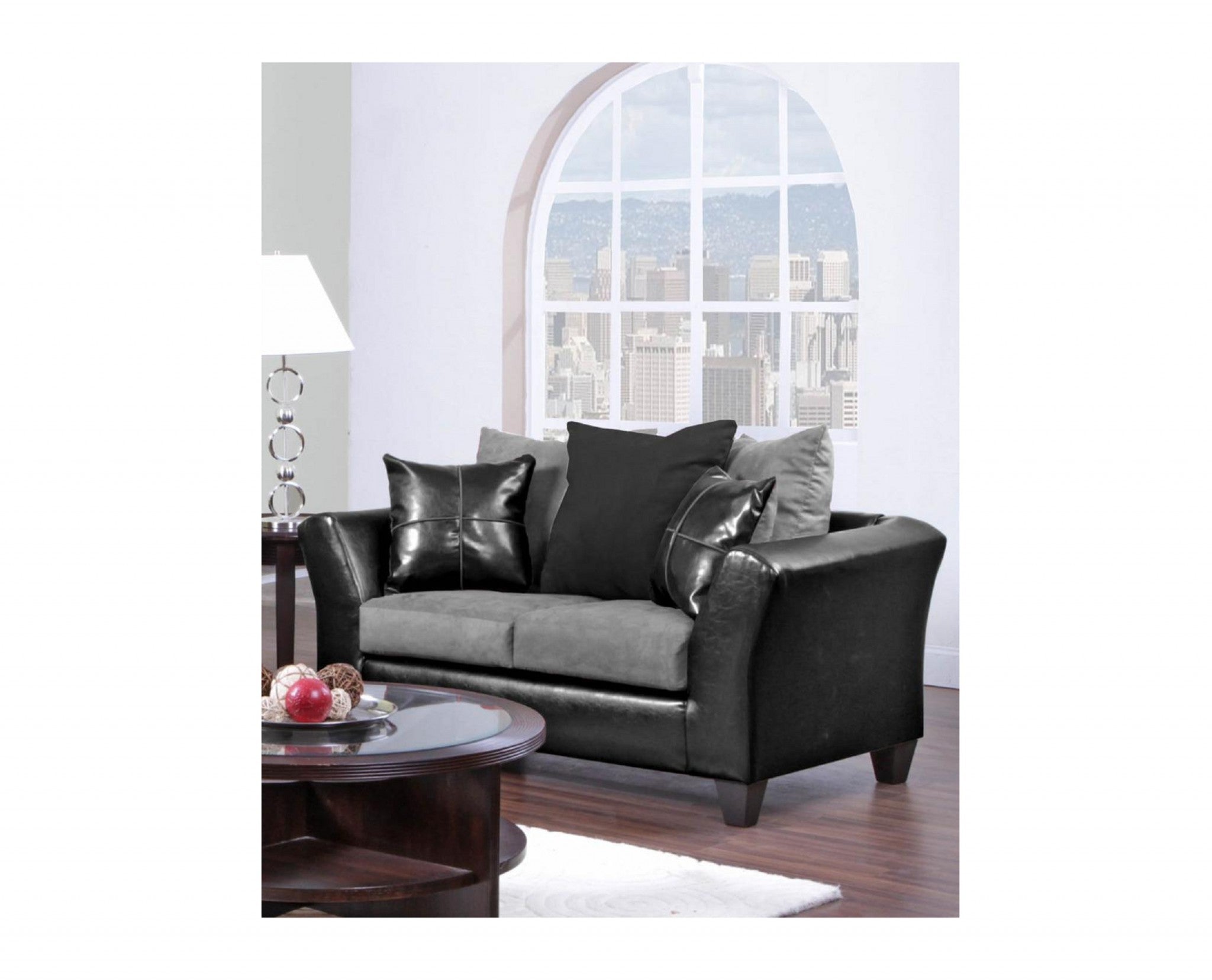 63" X 33" X 33" Jefferson Black Sierra Graphite 100% Polyurethane/100% Polyester Microfiber Loveseat