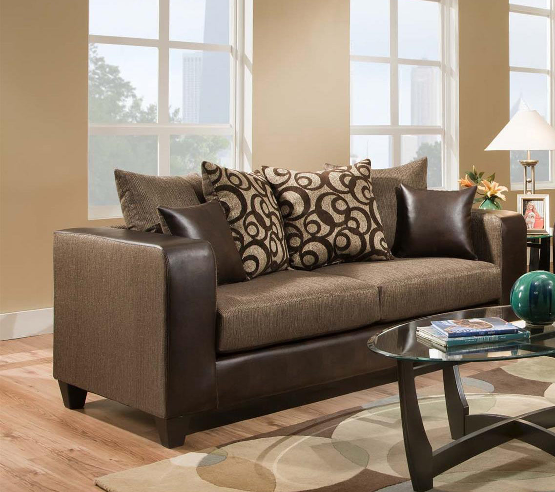 82" X 34" X 37" Object Emboss Espresso 100% PU and 100% Polyester Sofa