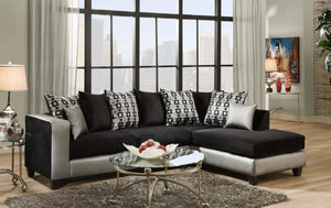 107" X 76" X 37" Shimmer Silver Implosion Black 100% PU, 100% Polyester Blend Sectional