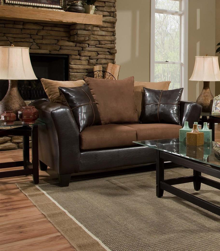 62" X 33" X 37" Jefferson Chocolate 100% PU, 100% Polyester Microfiber Loveseat