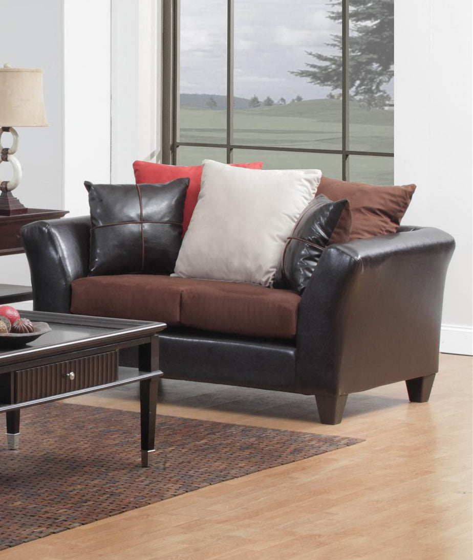 62" X 33" X 37" Jefferson Sierra Chocolate 100% PU, 100% Polyester Microfiber Loveseat