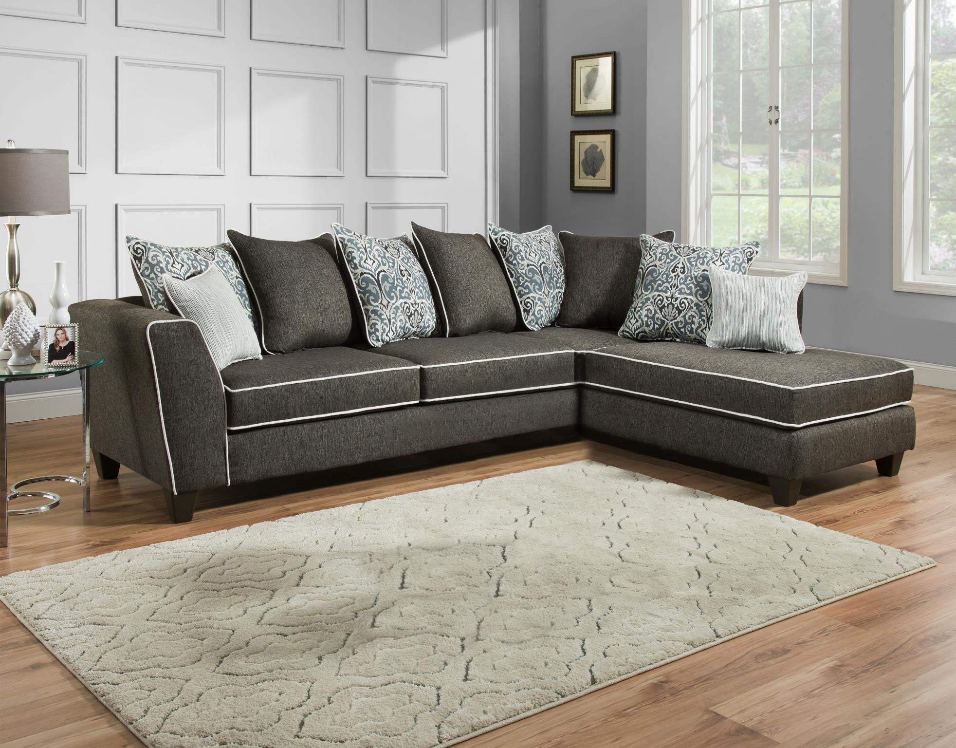 111" X 75" X 37" Vivid Onyx 100% Polyester Sectional