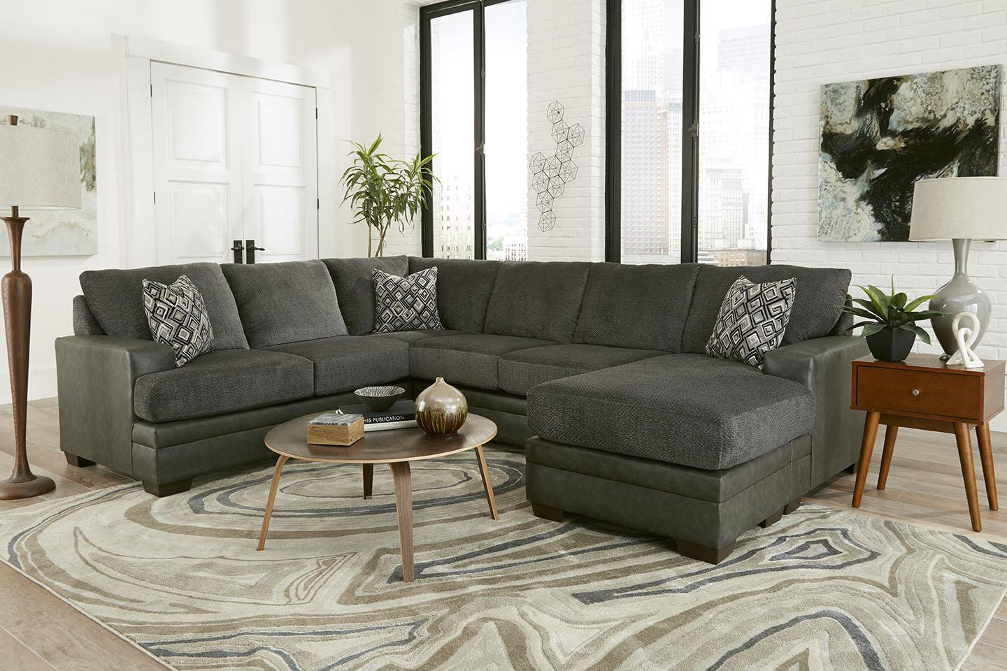114" X 98" X 38" 100% Polyester Velvet Sectional