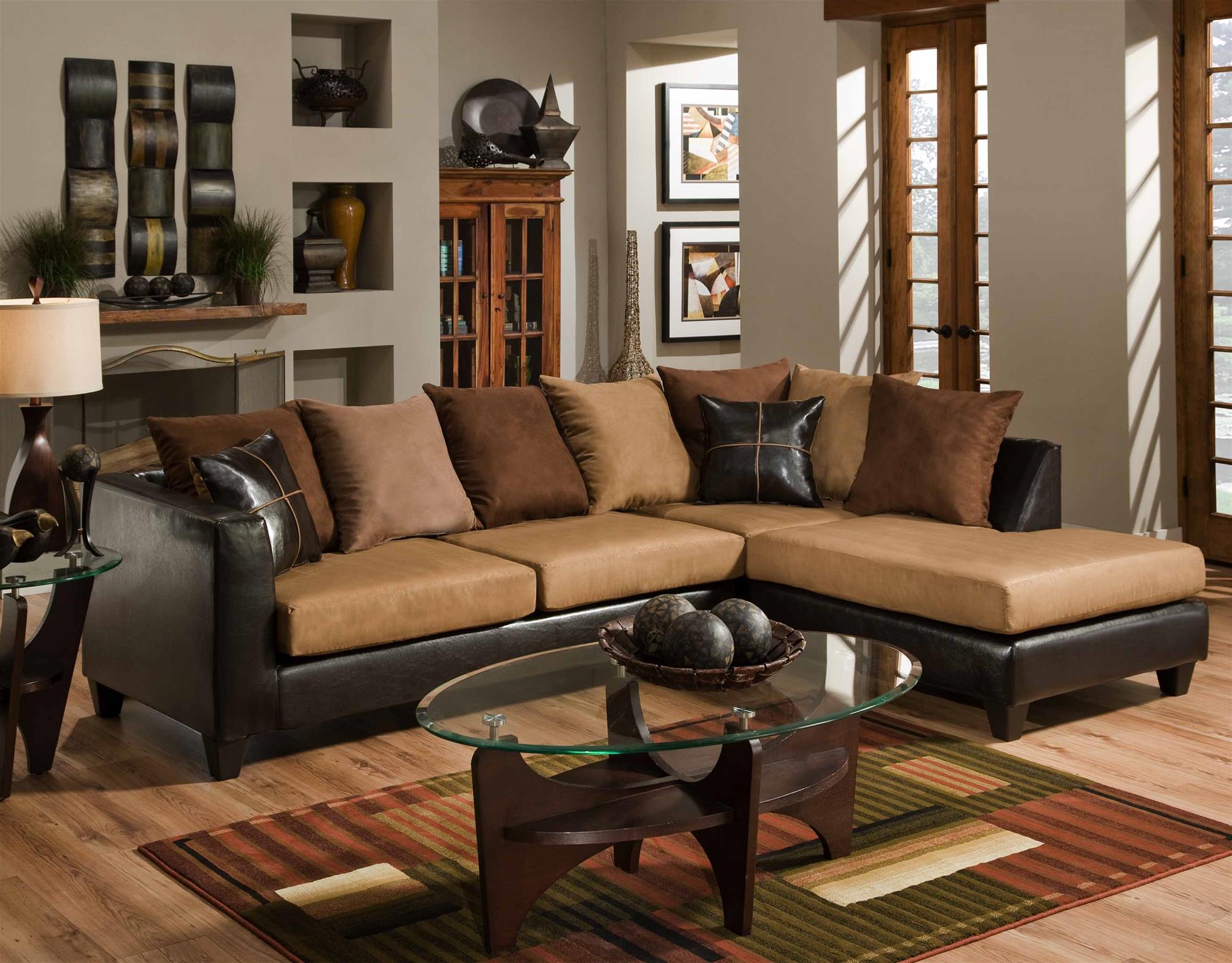 111" X 71" X 37" Jefferson Chocolate Sierra Camel 100% PU, 100% polyester Microfiber Sectional
