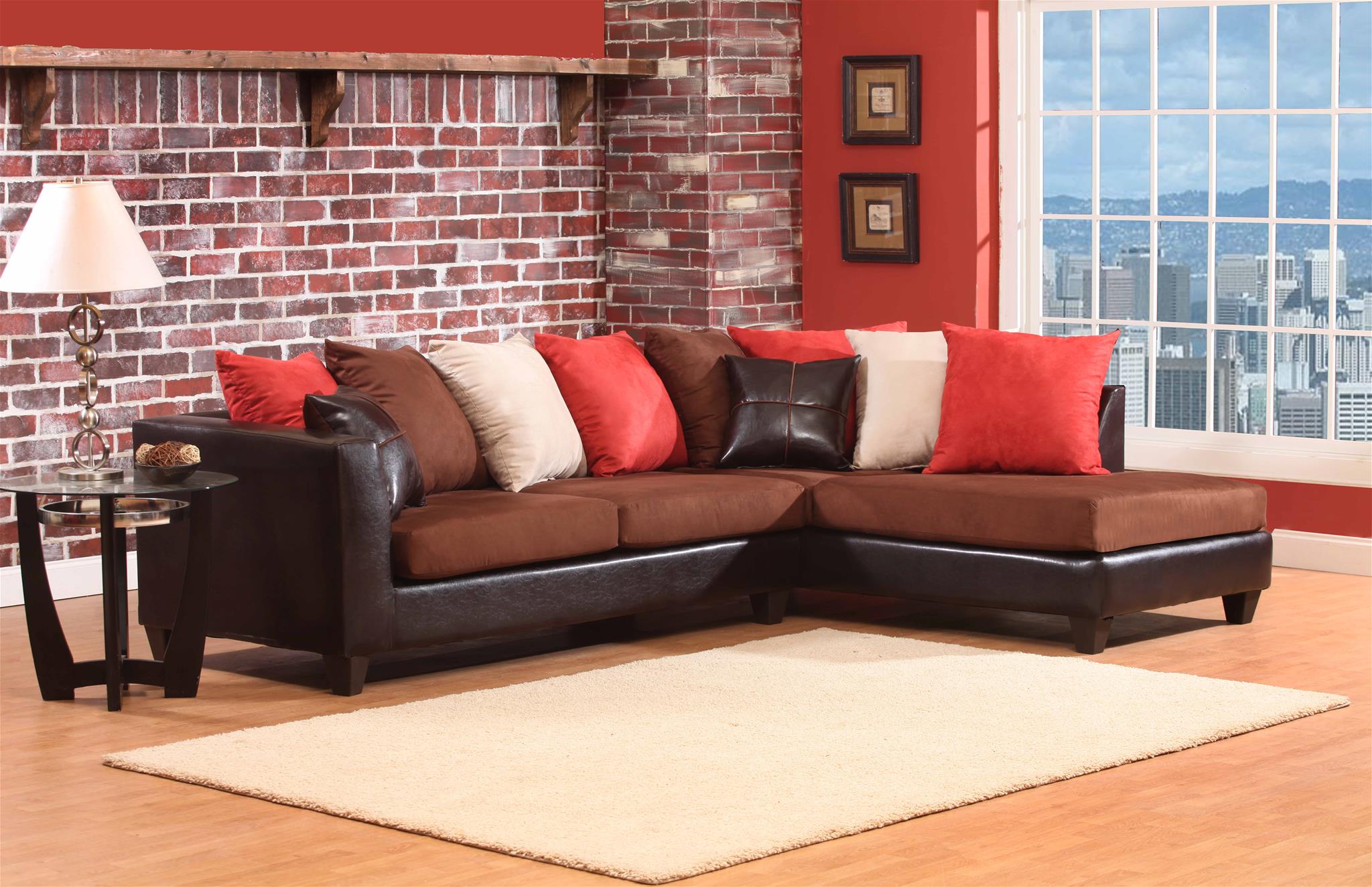 111" X 71" X 37" Jefferson Sierra Chocolate 100% PU, 100% polyester Microfiber Sectional