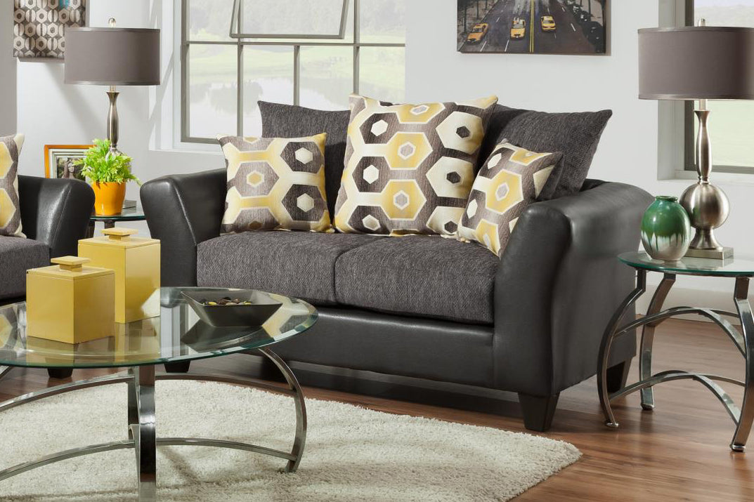 62" X 36" X 37" Dempsey Graphite 100% Polyurethane/100% Polyester Velvet Loveseat
