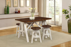 54" X 34" X 58" Sand Espresso Hardwood 5 Piece Adjustable Dining Set