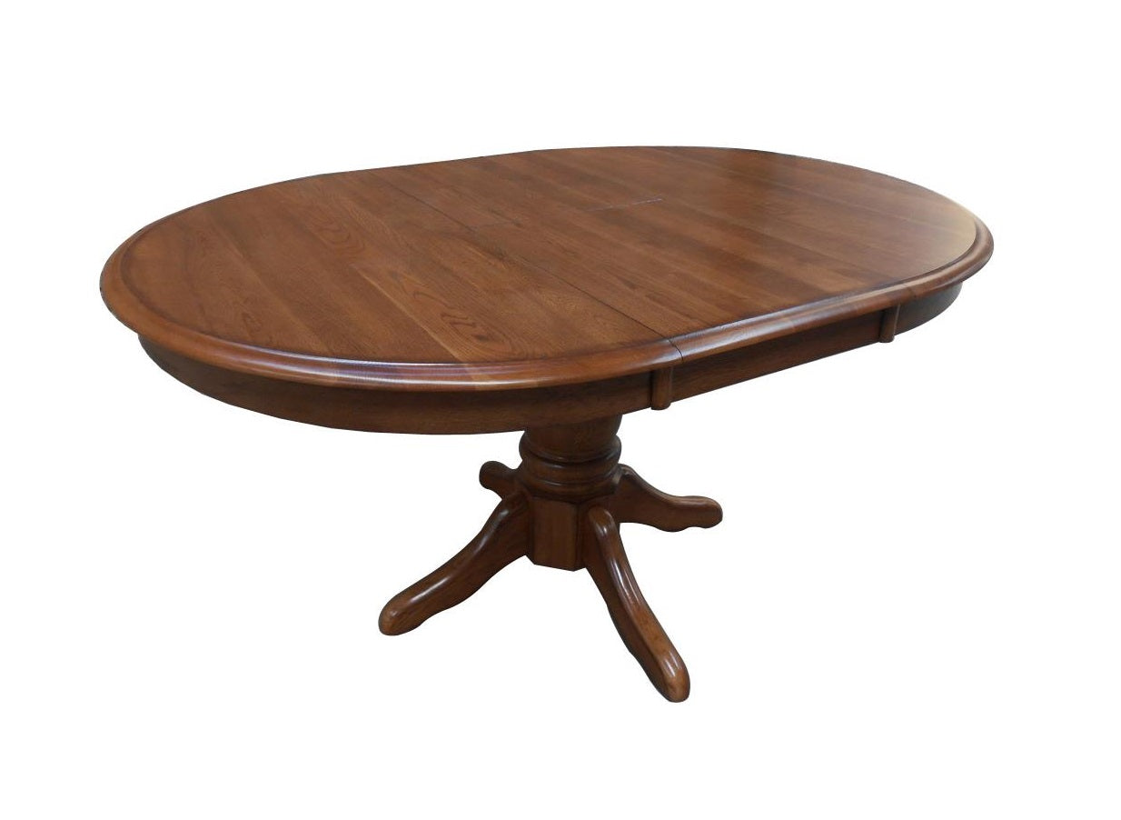 42" X 57" X 30" Burnished Walnut Hardwood Lacewood Pedestal Table with Butterfly Leaf