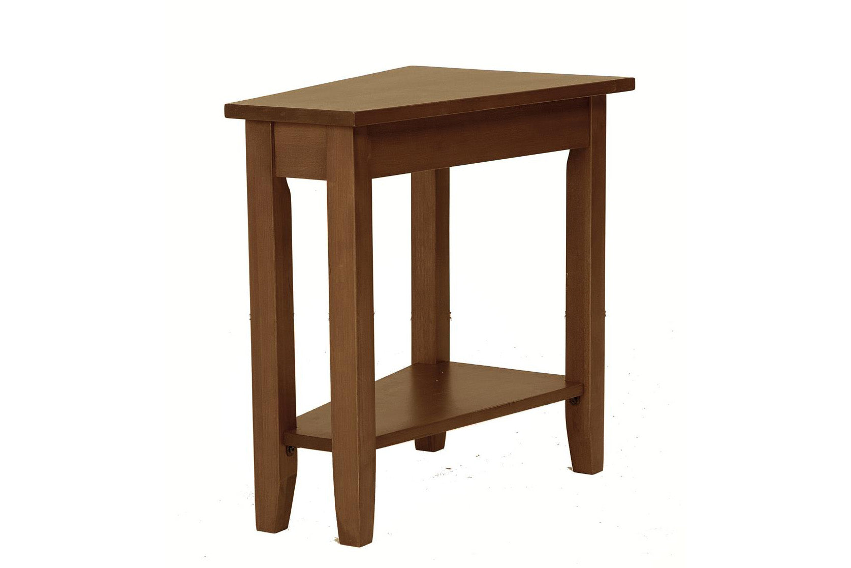 Burnished Walnut Hardwood Angled End Table
