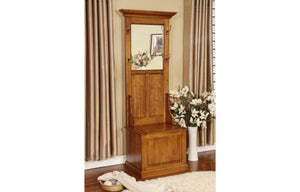 28.5" X 18" X 78" Burnished Walnut Hardwood Hall Tree