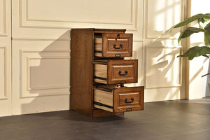 18.5" X 22" X 42" Burnished Walnut Hardwood Three Drawer File Cabinet