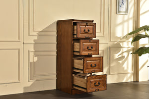 18.5" X 22" X 54" Burnished Walnut Hardwood Four Drawer File Cabinet