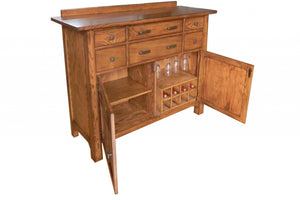 54" X 19" X 42" Burnished Walnut Hardwood Server