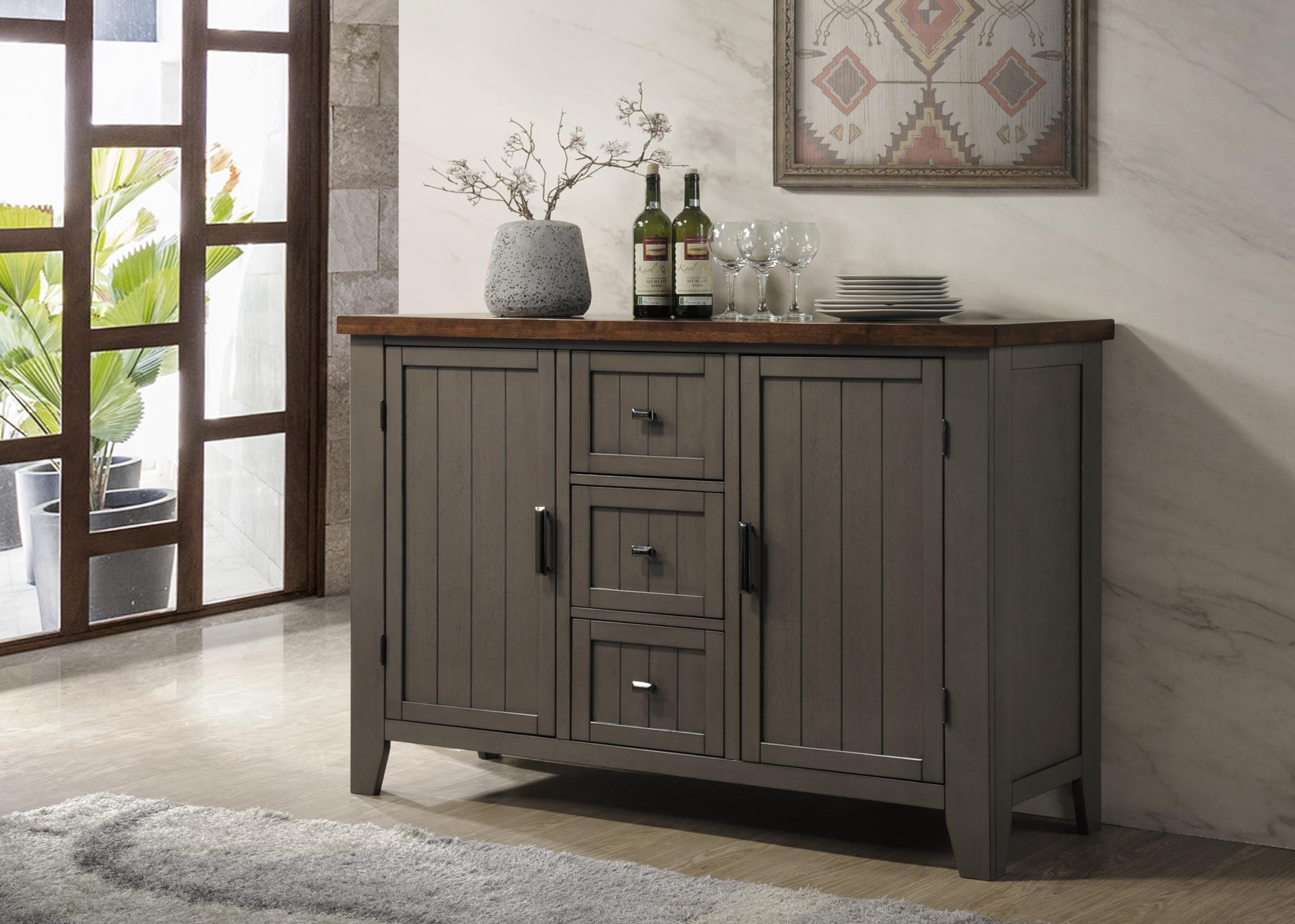 54" X 18" X 40" Grey Cinnamon Hardwood Server