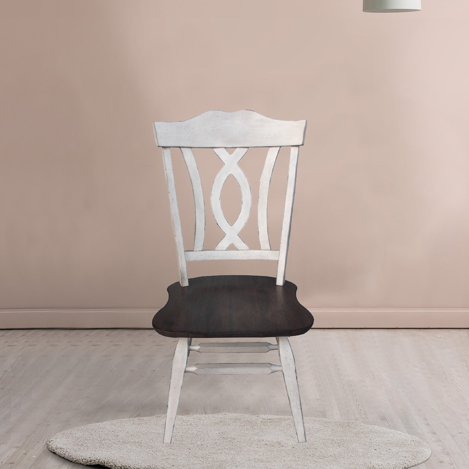 22.25" X 21.5" X 41.5" Antique White Walnut Hardwood Side Chair