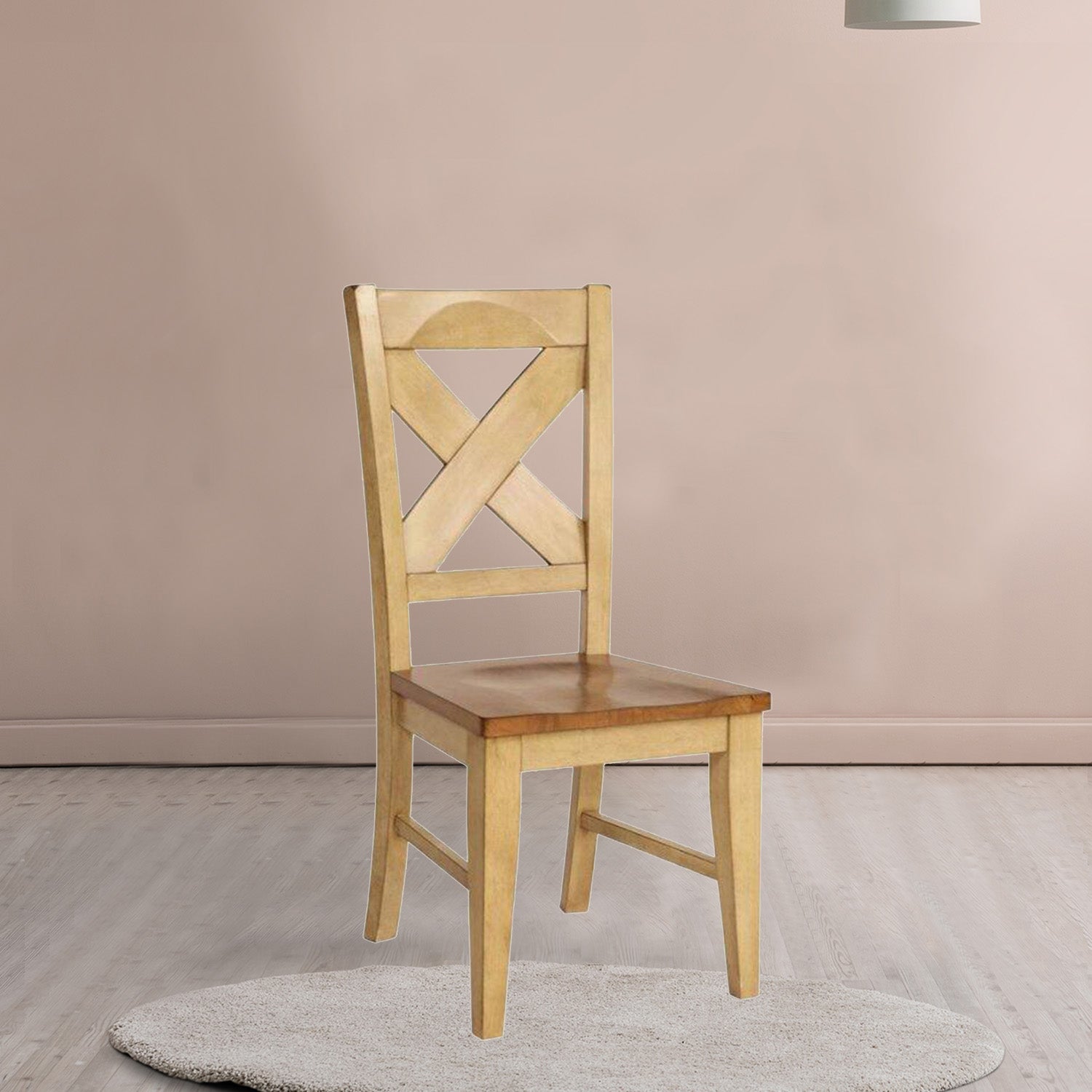 Updated Two Tone X Back Hardwood Dining or Side Chair