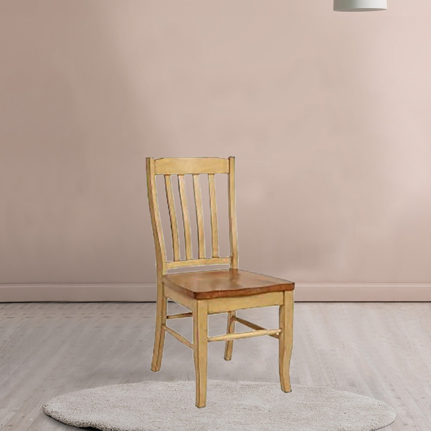 Classic Two Tone Light Hardwood Dining or Side Chair