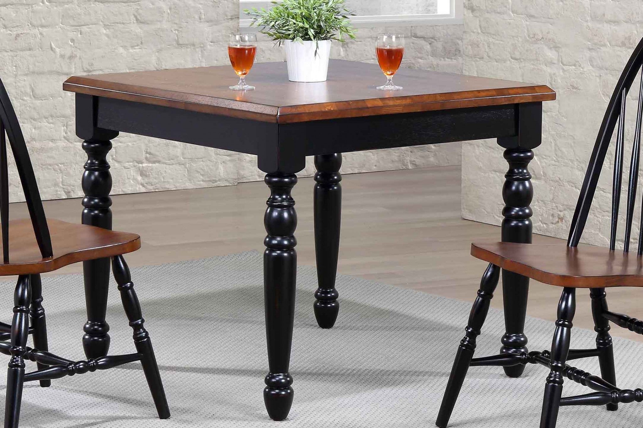 36" X 36" X 30" Black Cherry Finish Rubberwood Hardwood Square Dining Table
